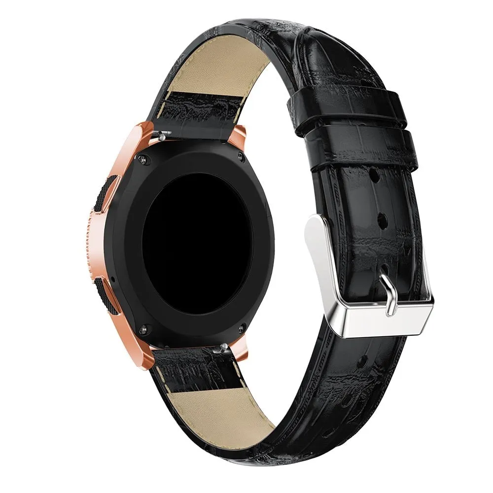 Huawei replacement genuine leather strap in crocodile look with 20mm bridge width - black