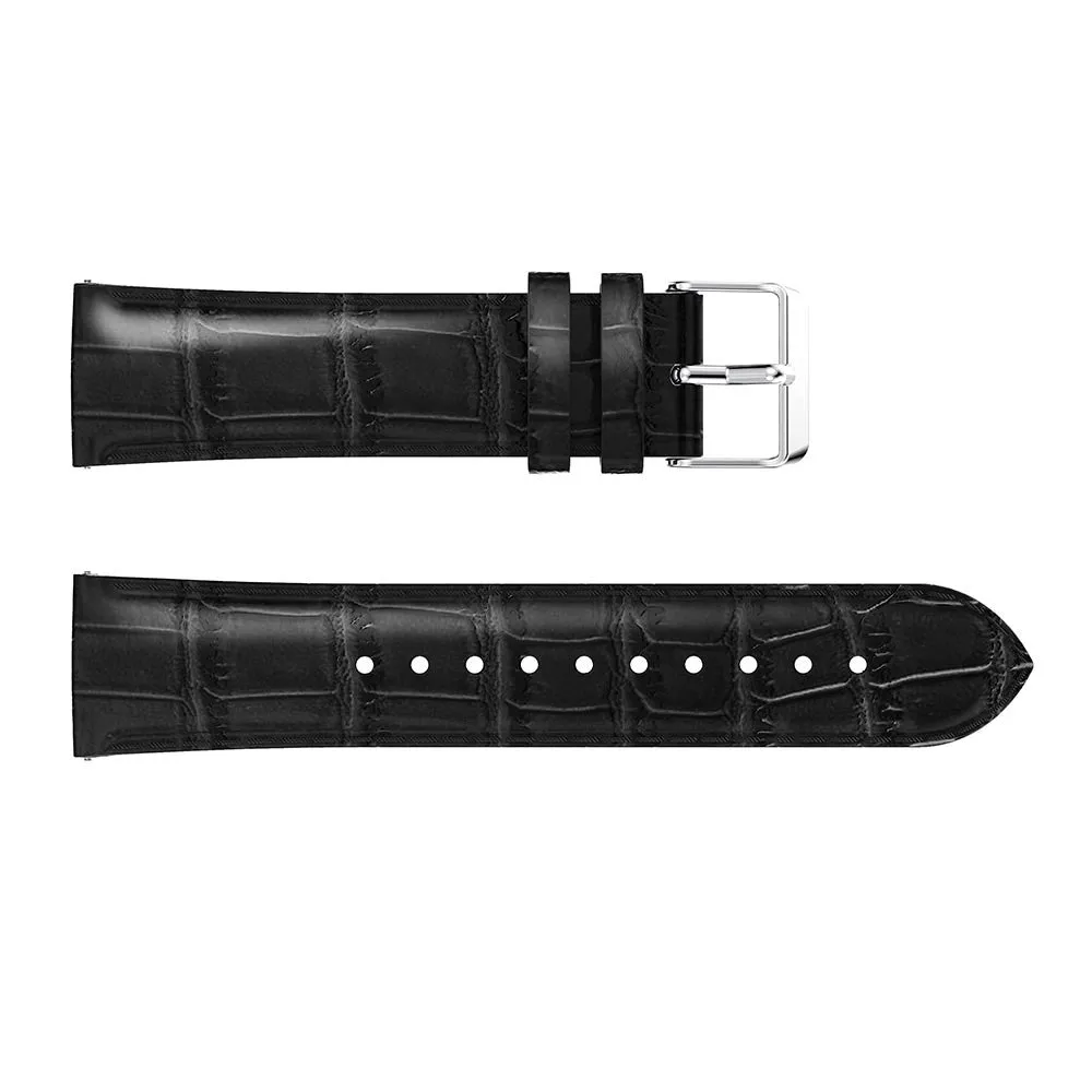 Huawei replacement genuine leather strap in crocodile look with 20mm bridge width - black