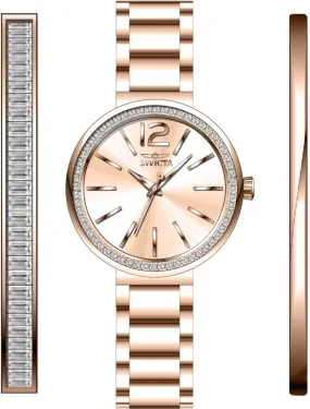 Invicta Angel Quartz Crystal Rose Gold Dial Ladies Watch 29272