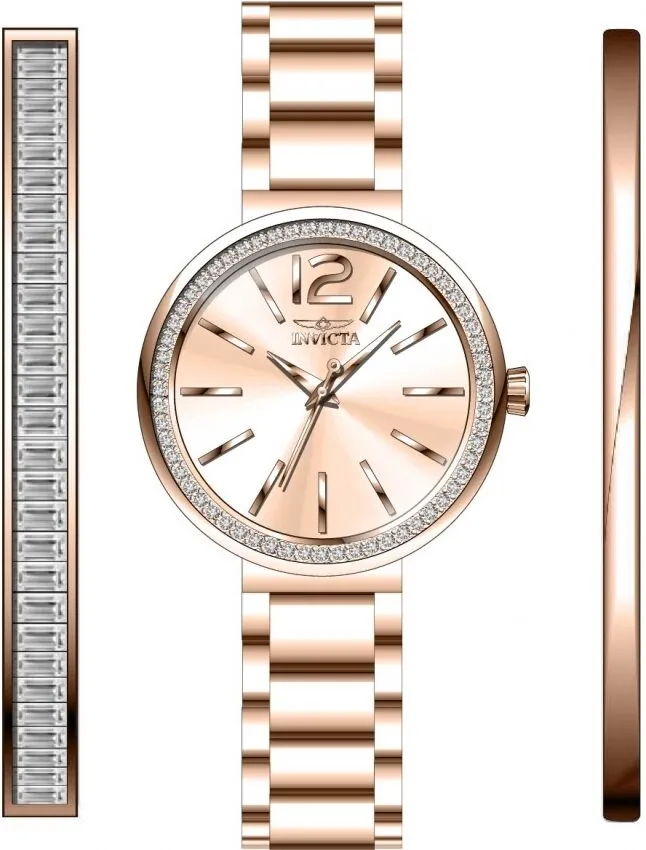 Invicta Angel Quartz Crystal Rose Gold Dial Ladies Watch 29272