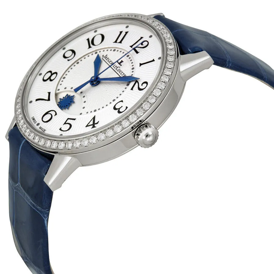 Jaeger LeCoultre Rendez-Vous Silver Dial Diamond Bezel Blue Leather Ladies Watch Q3448420