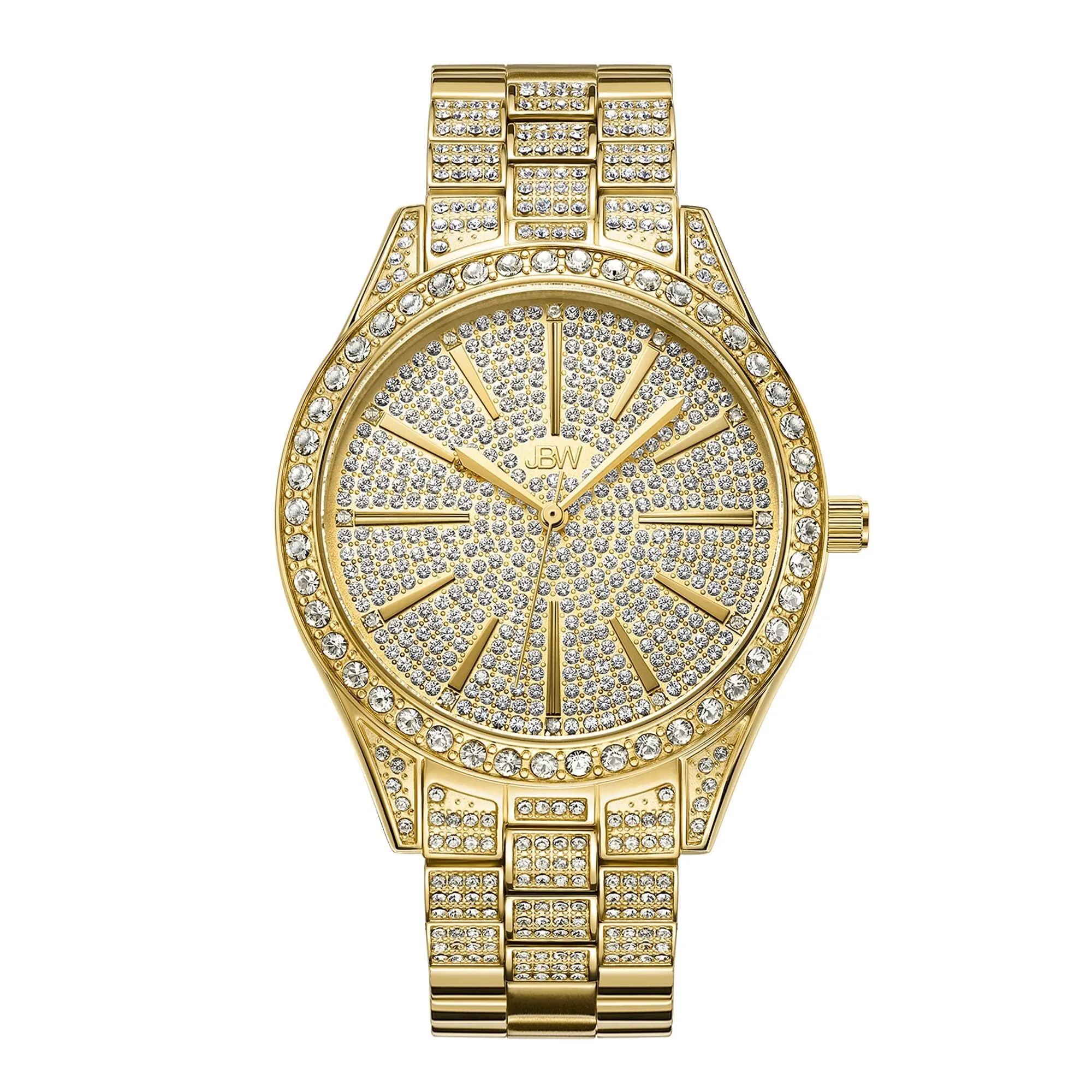 JBW Cristal Quartz Crystal Gold Crystal Pave Dial Ladies Watch J6346A