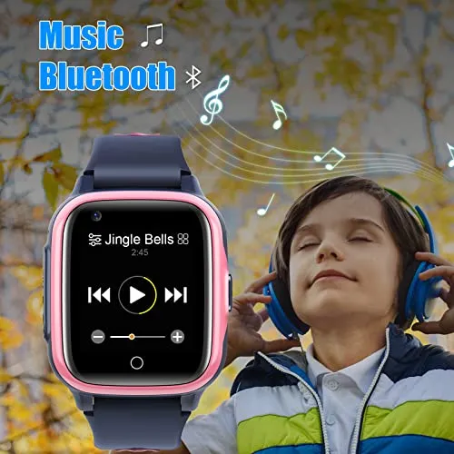 Kinder Smartwatch mit GPS und Telefon Uhr 4G WiFi Videoanruf SOS Kamera Wasserdicht Nachricht Wecker Stoppuhr Klassenmodus Musik Player Vibrationsbenachrichtigung Geschenk für Jungen und Mädchen, Rosa