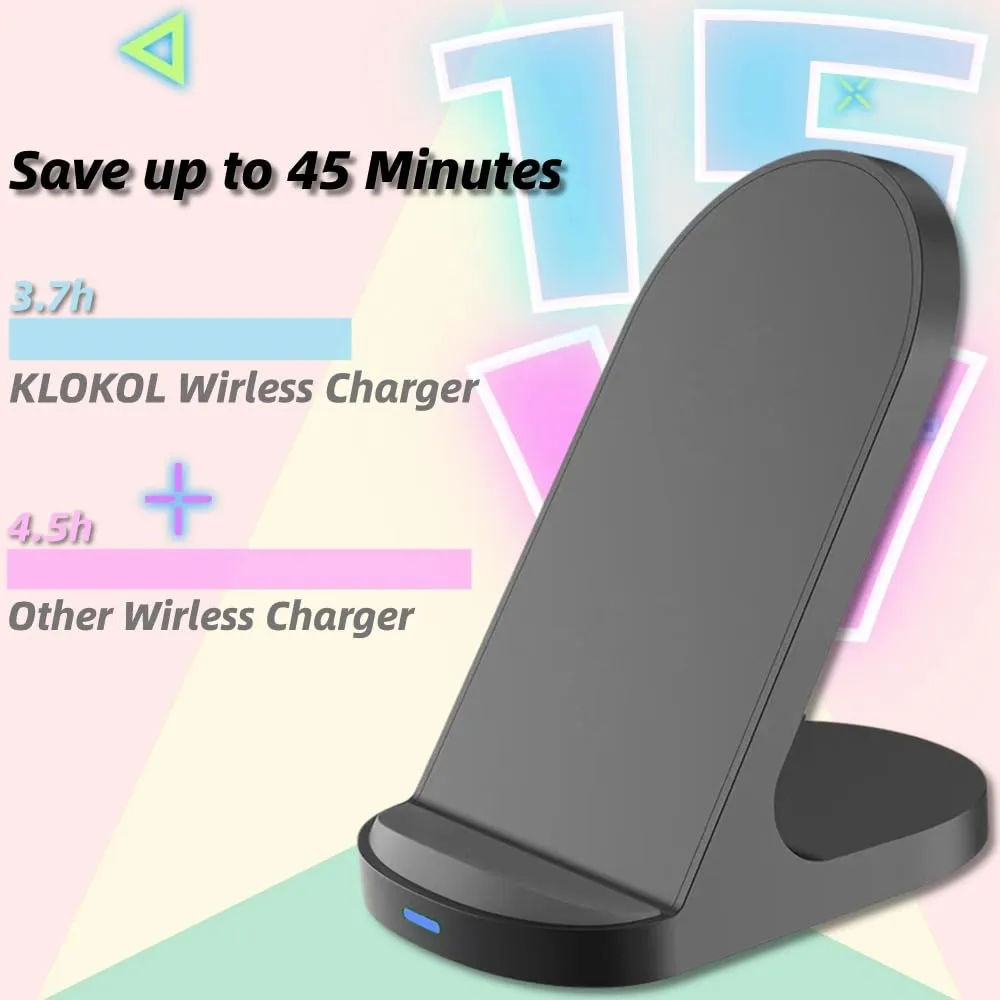 KLOKOL 15W Fast Wireless Charger for iPhone & Galaxy