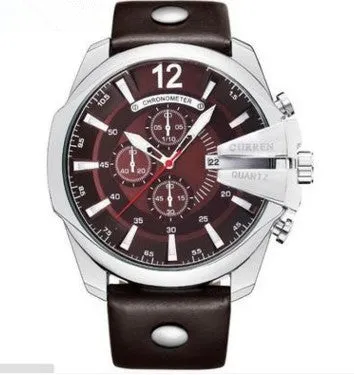 Large Dial Decorated Three-eye Men's Watch