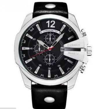 Large Dial Decorated Three-eye Men's Watch
