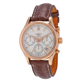 Longines Heritage Automatic Chronograph Silver Dial 18kt Rose Gold Brown Leather Men's Watch L2.742.8.76.2