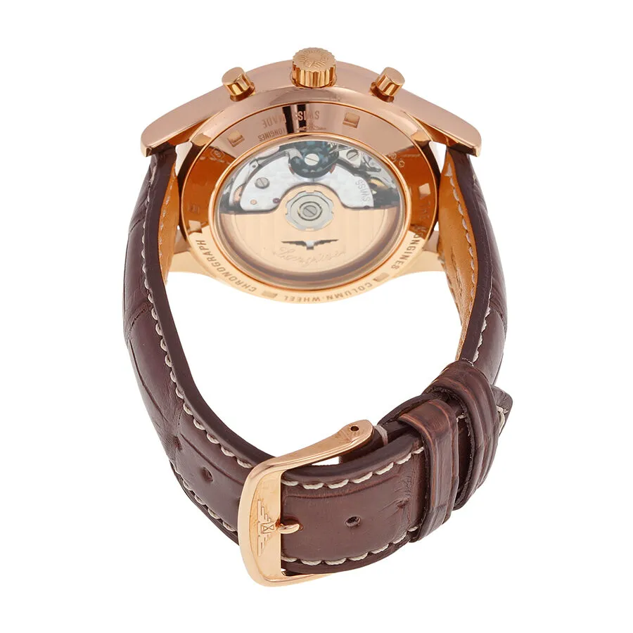 Longines Heritage Automatic Chronograph Silver Dial 18kt Rose Gold Brown Leather Men's Watch L2.742.8.76.2