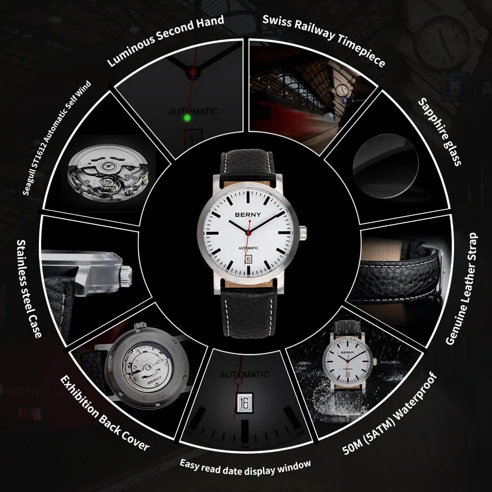 Mens 5ATM Waterproof Mechanical Luxury Watches