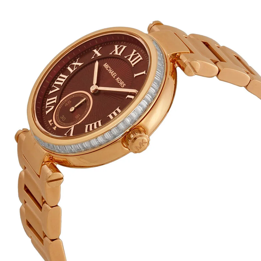 Michael Kors Skylar Red Dial Rose Gold Steel Ladies Watch MK6086