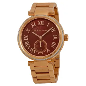Michael Kors Skylar Red Dial Rose Gold Steel Ladies Watch MK6086