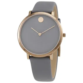 Movado Ultra Slim Quartz Grey Dial Ladies Watch 0607337