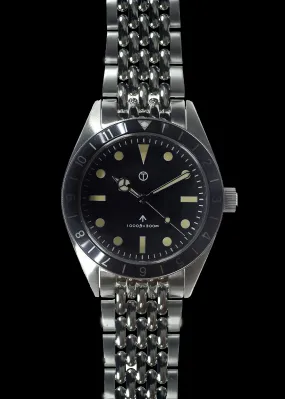 MWC Classic 1960s Pattern Dual Time Zone Divers Watch with Retro Luminova Paint and a Hybrid Mechanical/Quartz Movement on a Matching Steel Bracelet