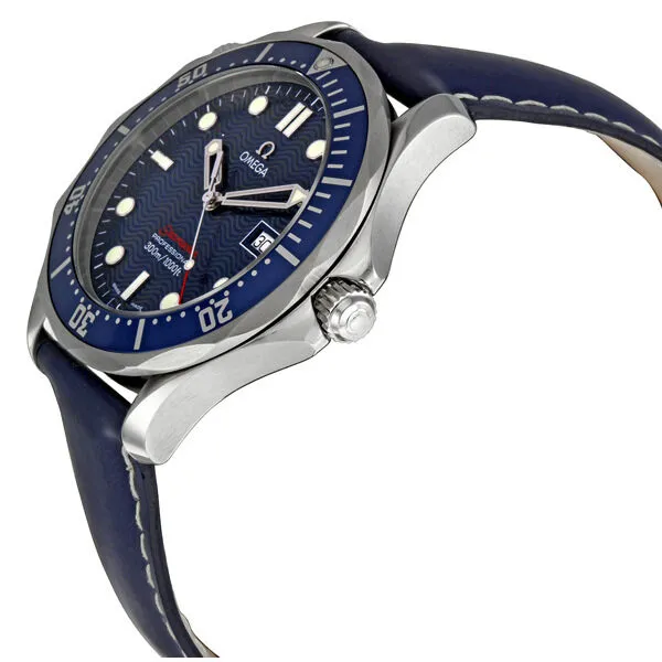 Omega Seamaster Blue Dial Blue Leather Strap Men's Watch 2923.80.91