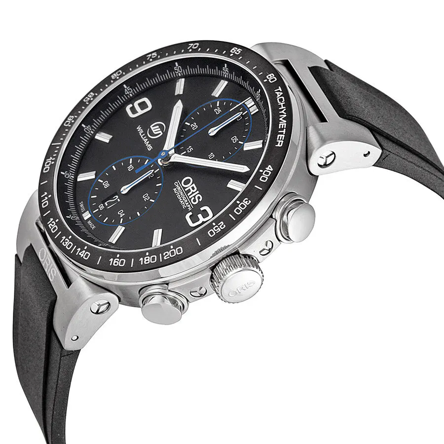 Oris Williams F1 Team Black Dial Rubber Strap Men's Watch 773-7685-4184RS