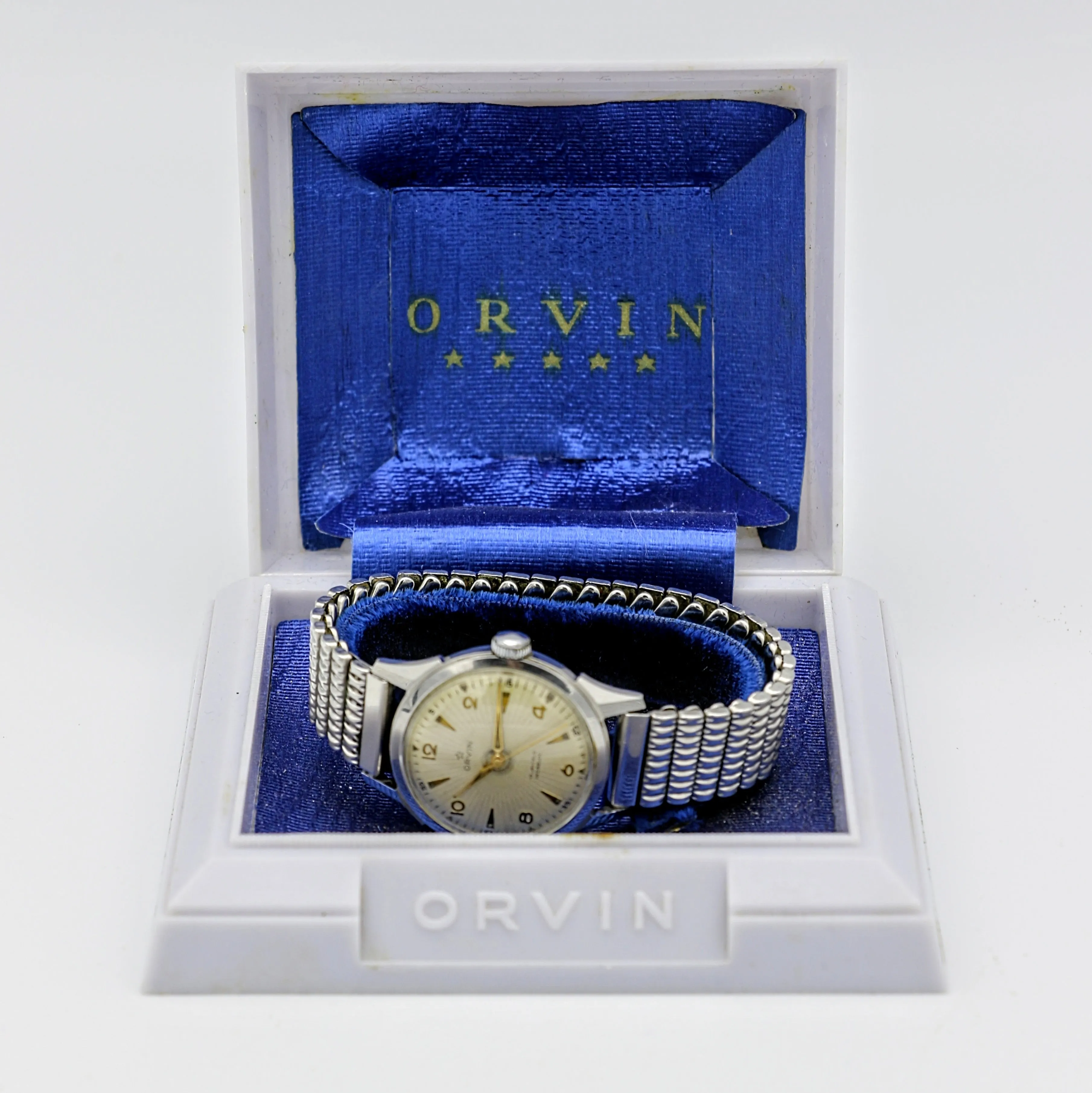 ORVIN Incabloc Watch 17 Jewels 32mm France Made Wristwatch Original Box!
