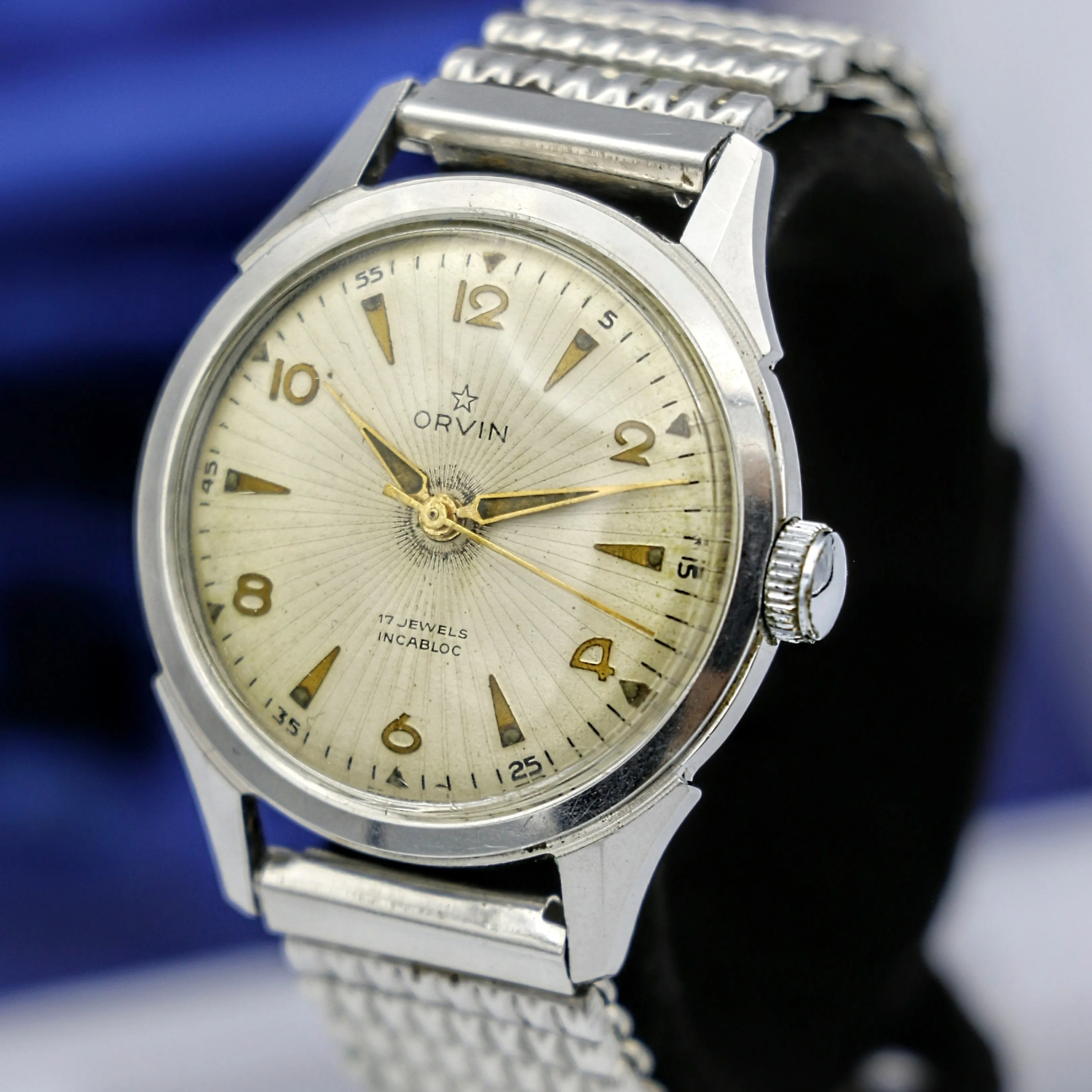 ORVIN Incabloc Watch 17 Jewels 32mm France Made Wristwatch Original Box!