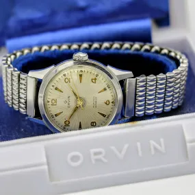 ORVIN Incabloc Watch 17 Jewels 32mm France Made Wristwatch Original Box!