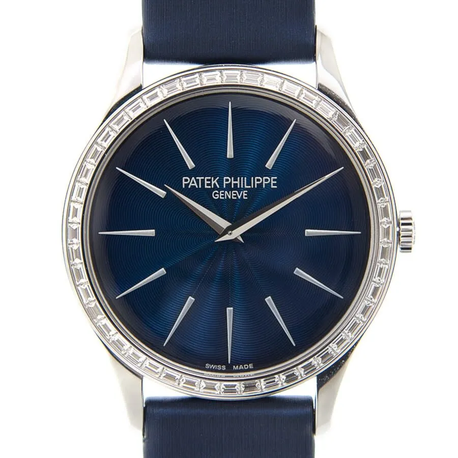 Patek Philippe Calatrava 18kt White Gold Night Blue Dial Ladies Hand Wound Watch 4897/300G-001