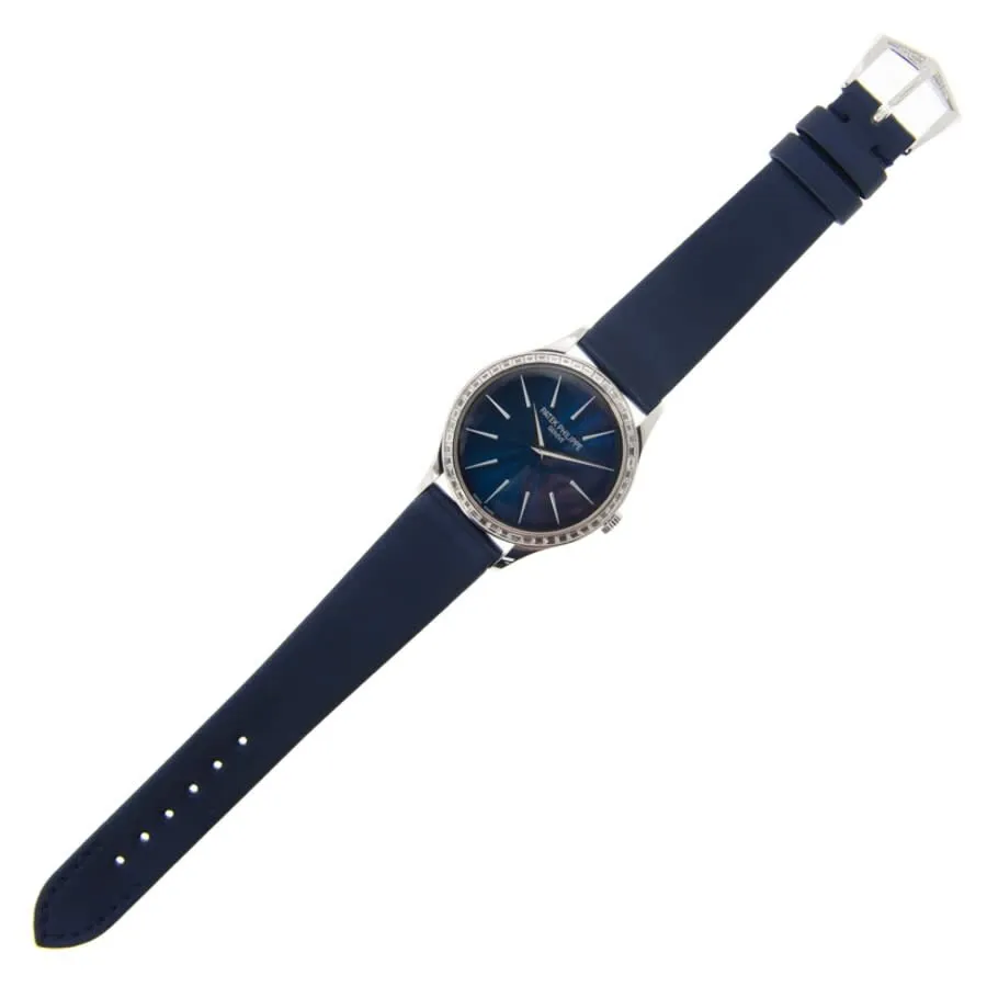 Patek Philippe Calatrava 18kt White Gold Night Blue Dial Ladies Hand Wound Watch 4897/300G-001