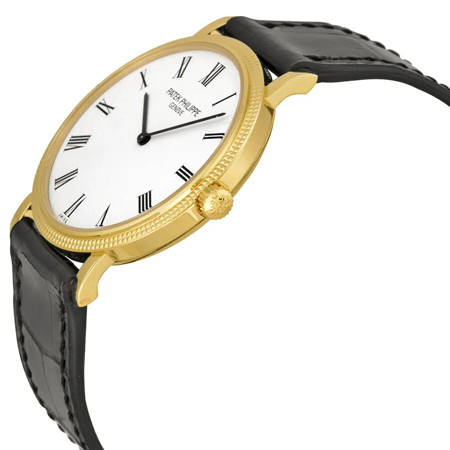 Patek Philippe Calatrava Automatic White Dial Black Leather Men's Watch -001 5120J