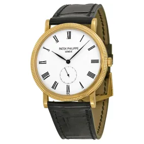 Patek Philippe Calatrava Mechanical Enamel Dial Leather Men's Watch 5116R-001