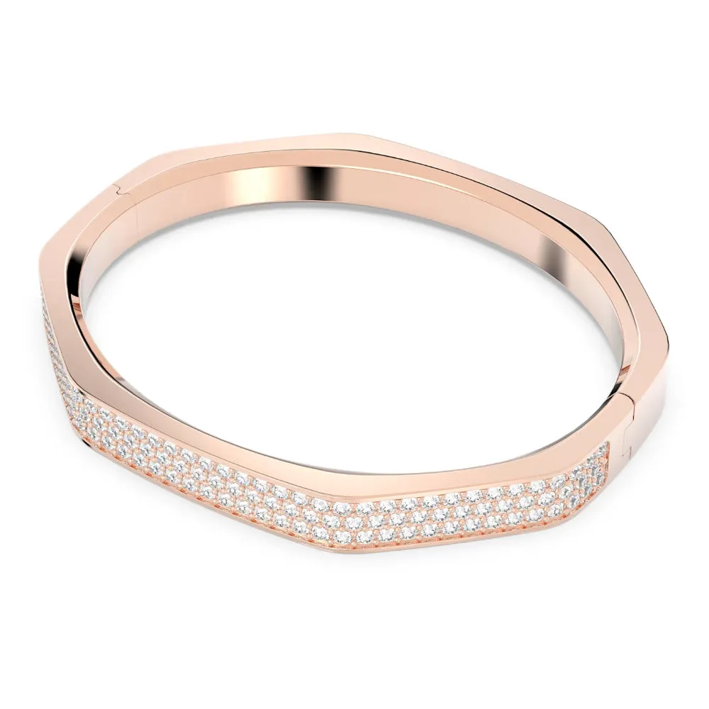 "Swarovski Dextera bangle Octagon shape, White, Rose gold-tone plated"