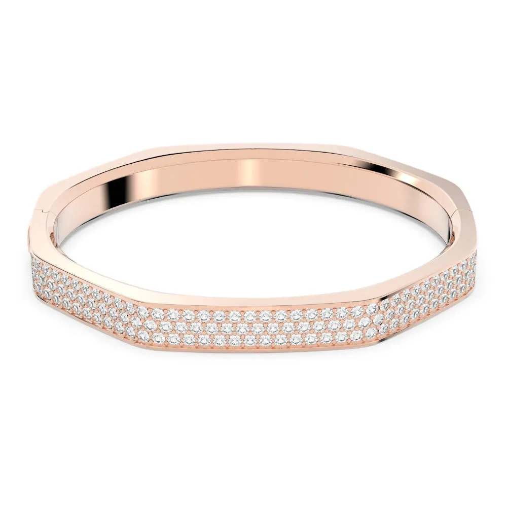 "Swarovski Dextera bangle Octagon shape, White, Rose gold-tone plated"