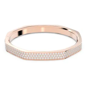 "Swarovski Dextera bangle Octagon shape, White, Rose gold-tone plated"