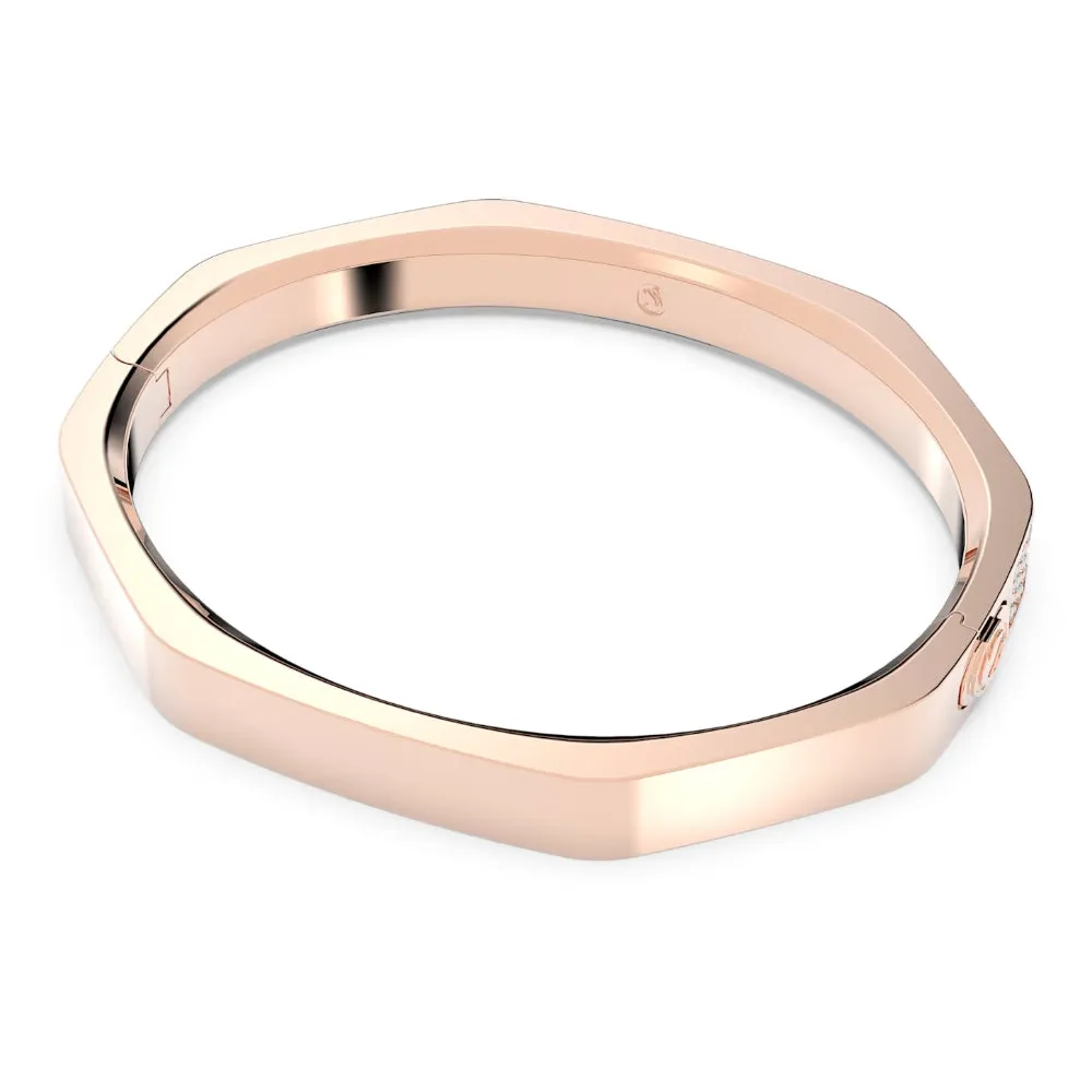 "Swarovski Dextera bangle Octagon shape, White, Rose gold-tone plated"
