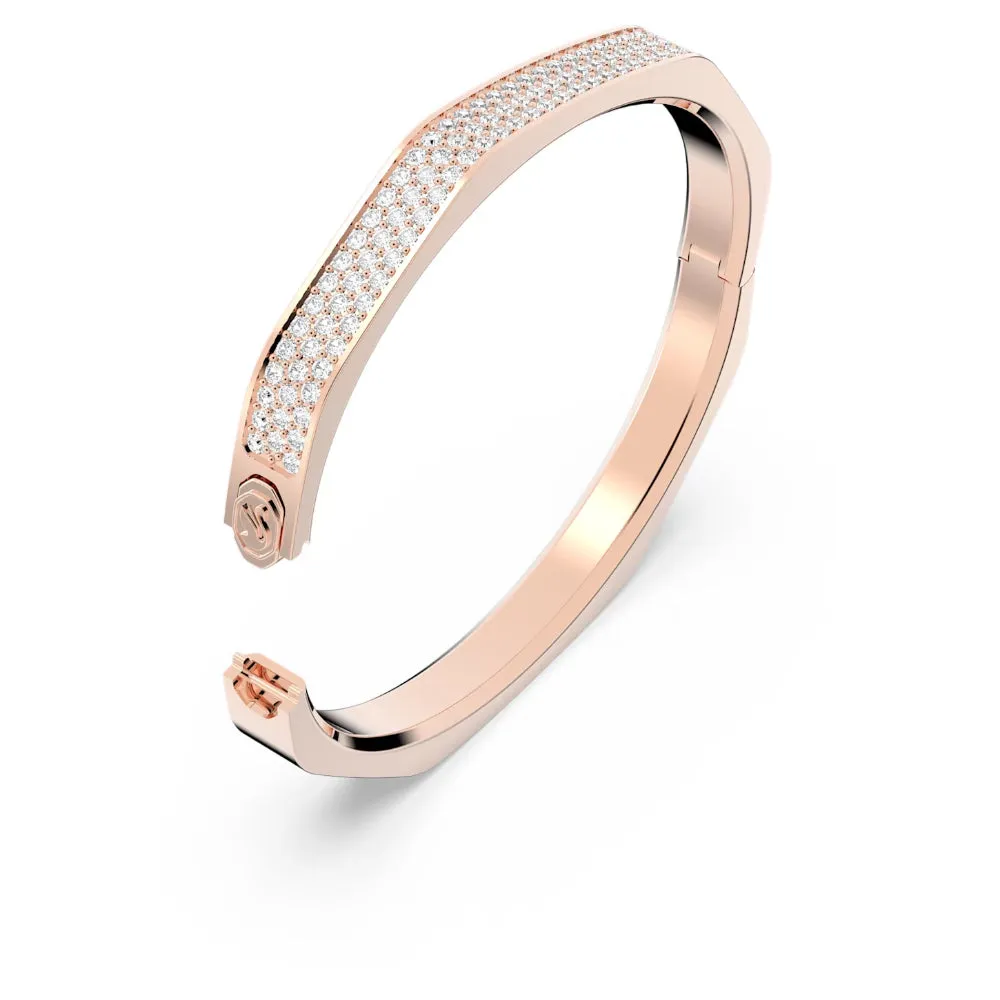 "Swarovski Dextera bangle Octagon shape, White, Rose gold-tone plated"