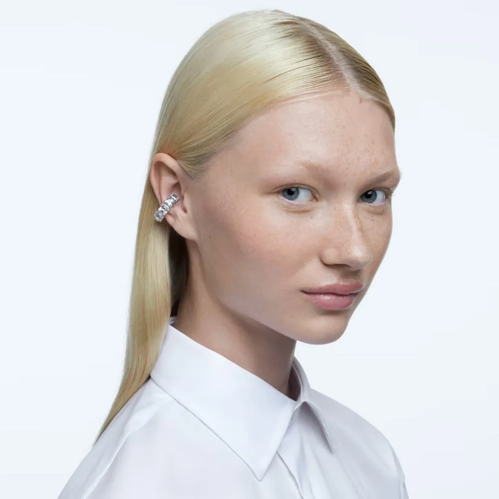 "Swarovski Millenia clip earrings Square cut, White, Rhodium plated"