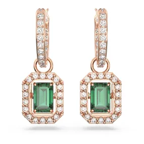 "Swarovski Millenia drop earrings Octagon cut, Green, Rose gold-tone plated"