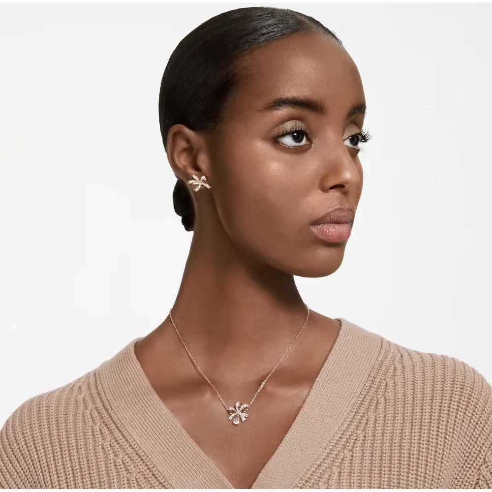 "Swarovski Volta set Bow, White, Rose gold-tone plated"