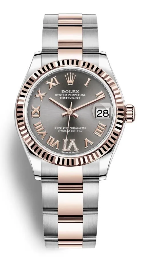 Rolex Datejust 31 Rhodium Diamond Dial Automatic Ladies Steel and 18kt Everose Gold Oyster Watch 278271DRRDO