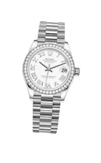 Rolex Datejust 31 White Dial Ladies 18kt White Gold President Watch 278289WRP