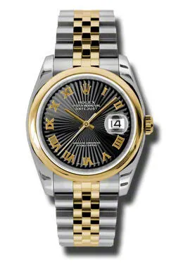 Rolex Datejust 36 Black Dial Stainless Steel and 18K Yellow Gold Jubilee Bracelet Automatic Men's Watch 116203BKSBRJ