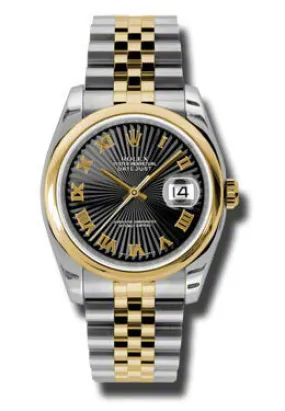 Rolex Datejust 36 Black Dial Stainless Steel and 18K Yellow Gold Jubilee Bracelet Automatic Men's Watch 116203BKSBRJ