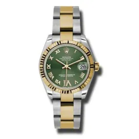Rolex Datejust Lady 31 Green Dial Stainless Steel and 18K Yellow Gold Oyster Bracelet Automatic Watch 178273GNRO