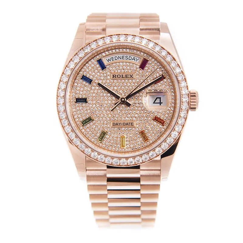 Rolex Day-Date 36 Paved Dial Automatic 18kt Everose Gold President Watch 128345DSP