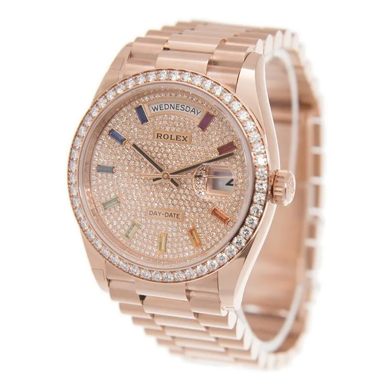 Rolex Day-Date 36 Paved Dial Automatic 18kt Everose Gold President Watch 128345DSP