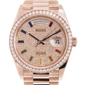 Rolex Day-Date 36 Paved Dial Automatic 18kt Everose Gold President Watch 128345DSP