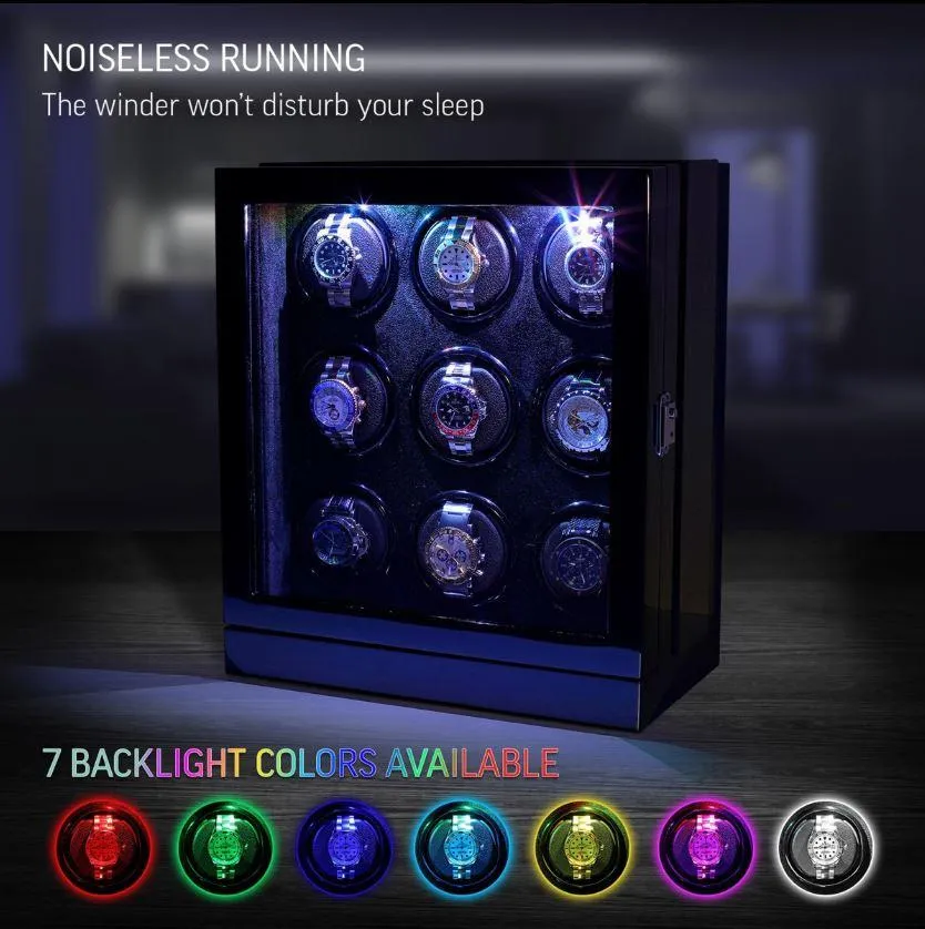 Seconds - Sydney Watch Winder Box for 9 Watches in Black