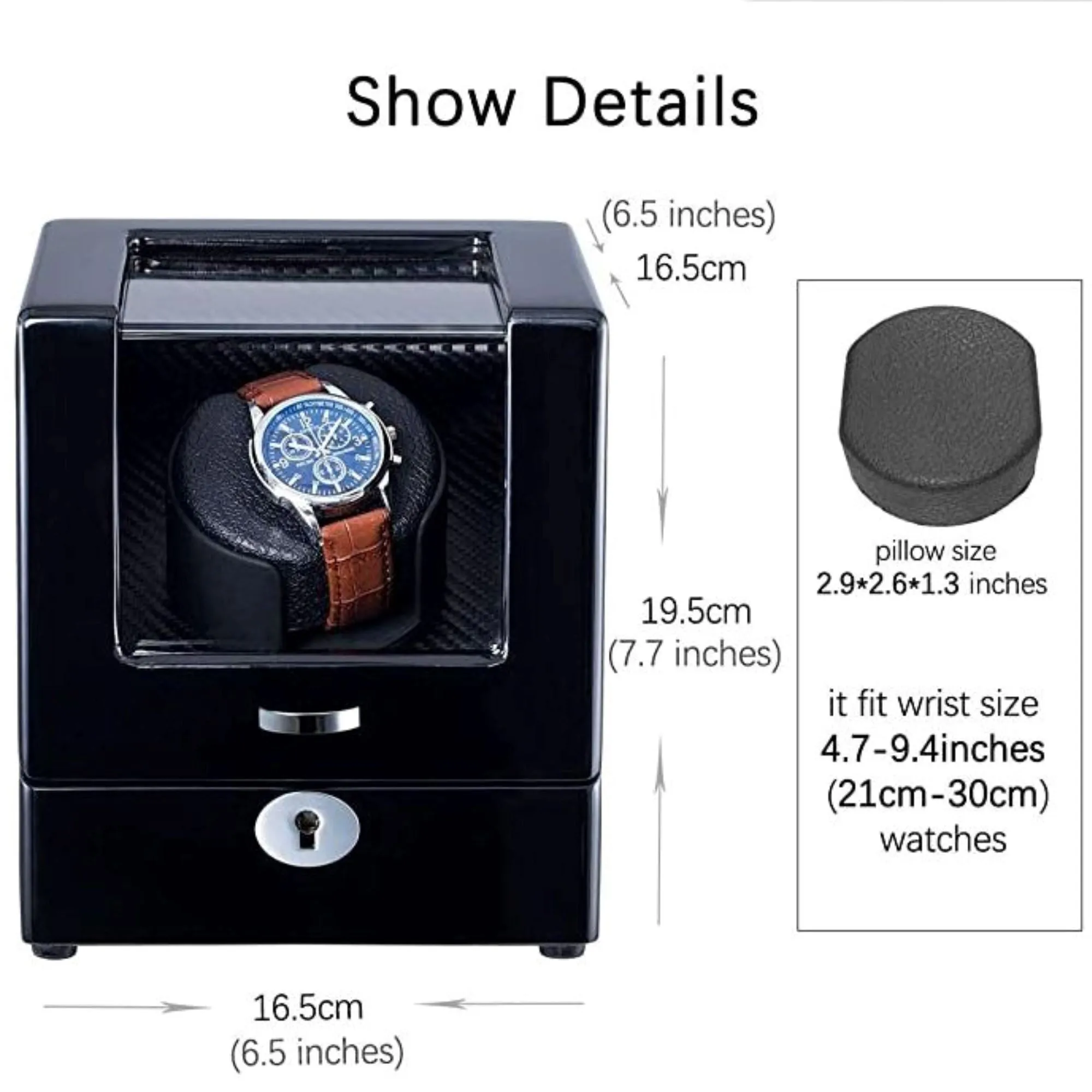Seconds - Waratah Watch Winder Box for 1 Watch in Black (b)
