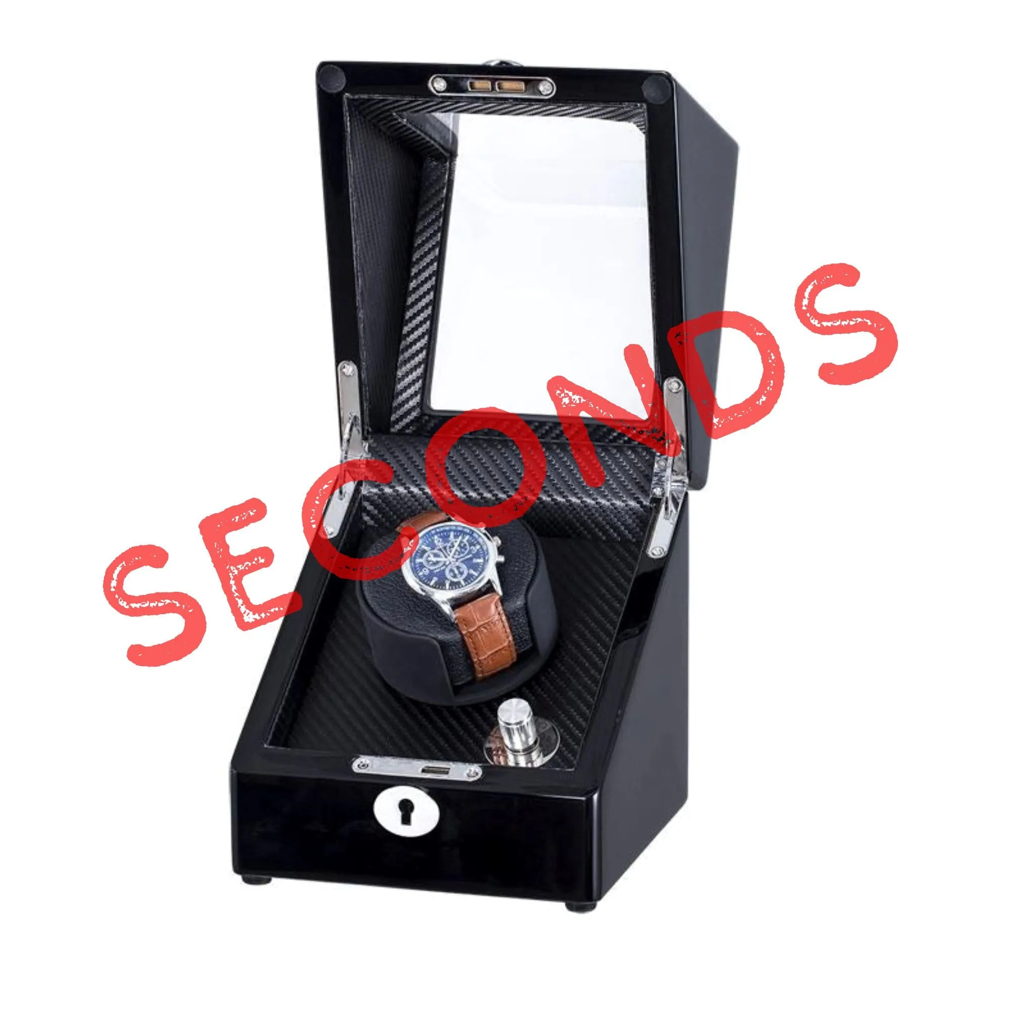 Seconds - Waratah Watch Winder Box for 1 Watch in Black (b)