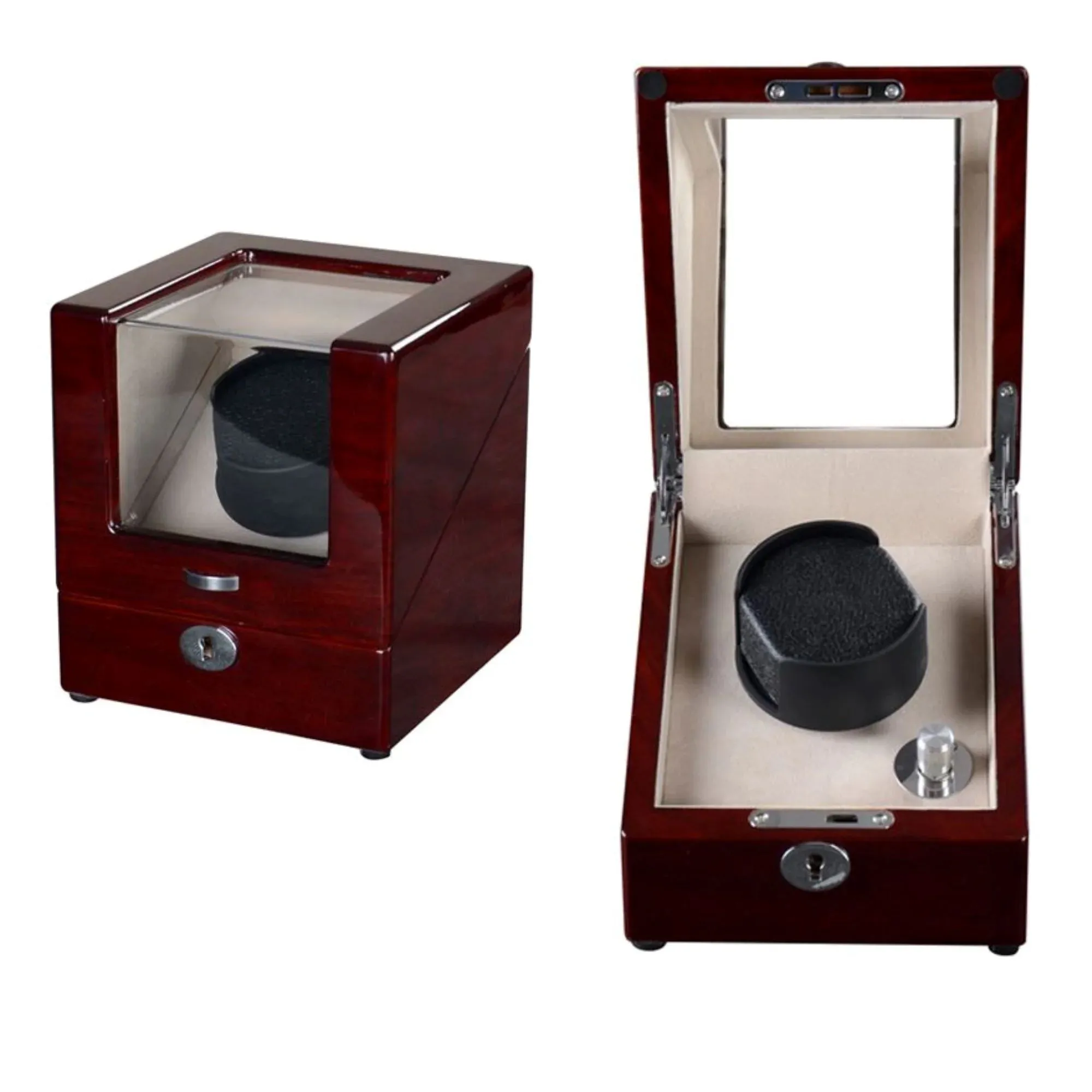 Seconds - Waratah Watch Winder Box for 1 Watch in Mahogany (l)