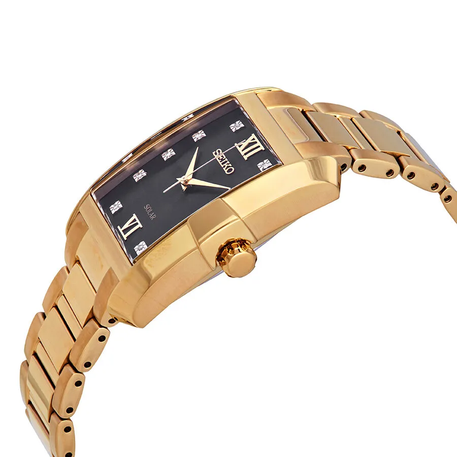 Seiko Diamonds Black Dial Gold-tone Men's Watch SNE462