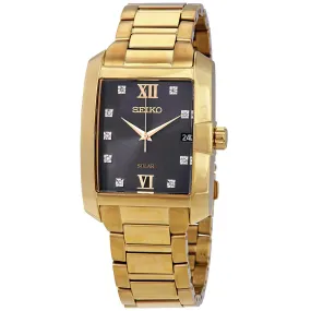 Seiko Diamonds Black Dial Gold-tone Men's Watch SNE462