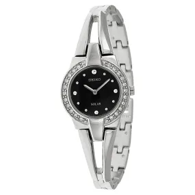 Seiko Solar Black Dial Stainless Steel Ladies Watch SUP205