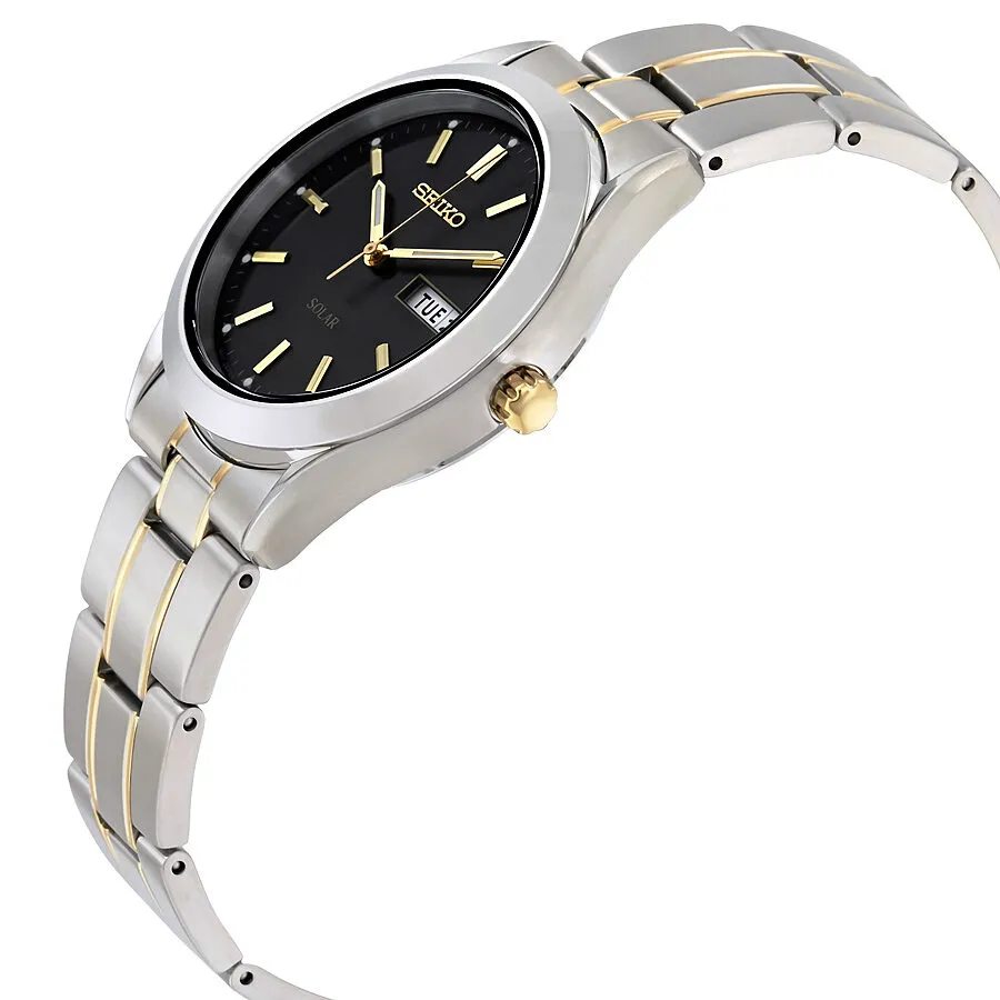 Seiko Solar Black Dial Two-tone Men's Watch SNE047